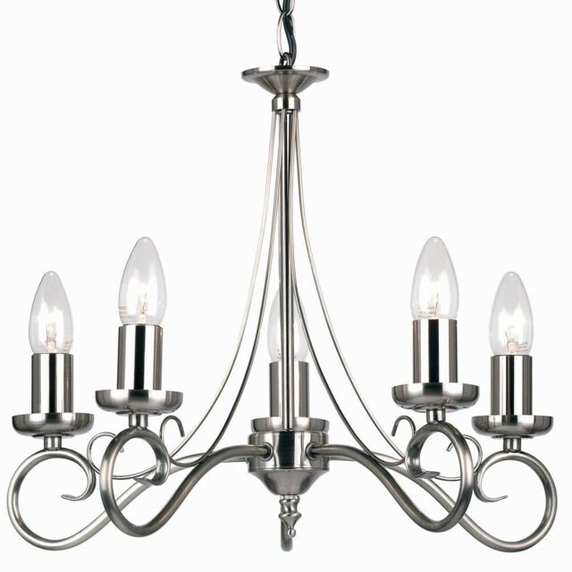 Loops Hanging Flush Ceiling Pendant 5 Light ANTIQUE SILVER Chandelier Lamp Bulb Holder in Metallics - image 1