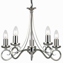 Loops Hanging Flush Ceiling Pendant 5 Light ANTIQUE SILVER Chandelier Lamp Bulb Holder in Metallics
