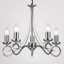 Loops Hanging Flush Ceiling Pendant 5 Light ANTIQUE SILVER Chandelier Lamp Bulb Holder in Metallics - thumbnail 3