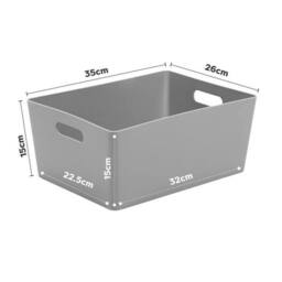 EONLION 35Grey Pack Of 3 Plastic Handy Studio Basket in Grey - Size: 500mm - thumbnail 2