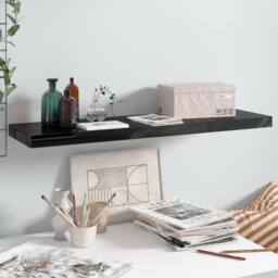 Berkfield Home Floating Wall Shelf High Gloss Black 90x23.5x3.8 cm MDF - thumbnail 2