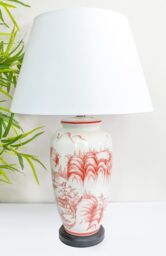 Downton Interiors Red Oriental Ceramic Table Lamp with Plain Shade - Size: Large - thumbnail 7