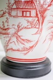 Downton Interiors Red Oriental Ceramic Table Lamp with Plain Shade - Size: Large - thumbnail 6
