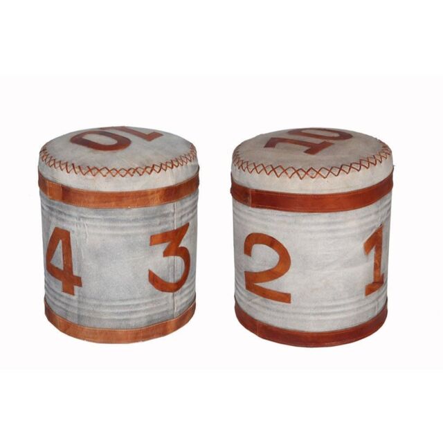 IH Design Stool Retro Canvas & Leather in Light Sand - image 1