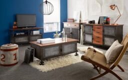 IH Design Stool Retro Canvas & Leather in Light Sand - thumbnail 2