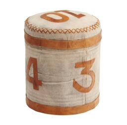 IH Design Stool Retro Canvas & Leather in Light Sand - thumbnail 3