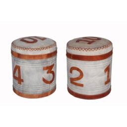 IH Design Stool Retro Canvas & Leather in Light Sand - thumbnail 1
