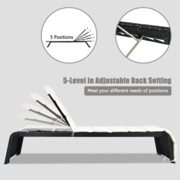 Costway Outdoor Rattan Reclining Chair Patio Chaise Lounge Wicker Sofa Sun Bed W/Cushion - thumbnail 2