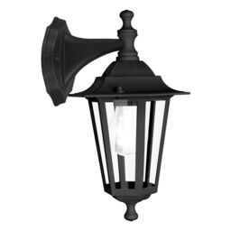 Loops IP44 Outdoor Wall Light Black Aluminium Lantern 1 x 60W E27 Bulb Porch Lamp
