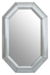 Orsina Art Deco Silver Octagon Wall Mirror, Decorative Statement Mirror with Thick Frame, Silver Framed Mirror