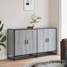 Berkfield Home Sideboard Grey Sonoma 134x35x76 cm Engineered Wood - Size: 134 x 35 x 76 cm - thumbnail 3