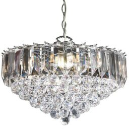 Loops 6 Light Chandelier Pendant Chrome Clear Shade Hanging Ceiling Feature Lamp Bulb