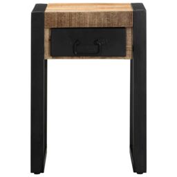 Berkfield Home Side Table 35x35x50 cm Solid Rough Wood Mango in Brown - Size: 35 x 35 x 50 cm - thumbnail 2