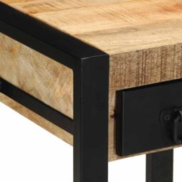 Berkfield Home Side Table 35x35x50 cm Solid Rough Wood Mango in Brown - Size: 35 x 35 x 50 cm - thumbnail 6