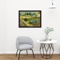 "Artery8 Wall Art Print Vincent Van Gogh Garden At Arles Large Framed Wall Décor Art in Brown - Size: W18"" x H24""" - thumbnail 2
