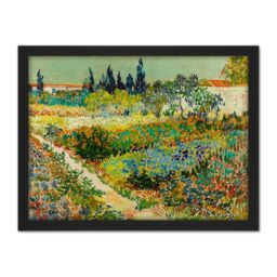 "Artery8 Wall Art Print Vincent Van Gogh Garden At Arles Large Framed Wall Décor Art in Brown - Size: W18"" x H24""" - thumbnail 1