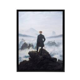 "Artery8 Friedrich Wanderer Above Sea Fog Framed Canvas Wall Art Print in Blue - Size: W12"" x H16""" - thumbnail 1