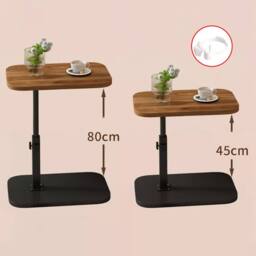 Hinsinc Adjustable C-Shaped Sofa Side End Table Coffee Laptop Table Bedroom in Brown - thumbnail 2
