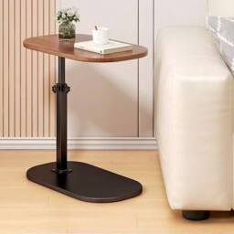 Hinsinc Adjustable C-Shaped Sofa Side End Table Coffee Laptop Table Bedroom in Brown - thumbnail 4