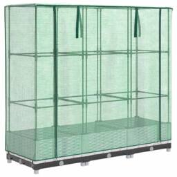 Berkfield Home Raised Bed with Greenhouse Cover Rattan Look 120x40x123 cm in White - Size: 120 x 40 x 123 cm - thumbnail 3
