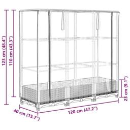 Berkfield Home Raised Bed with Greenhouse Cover Rattan Look 120x40x123 cm in White - Size: 120 x 40 x 123 cm - thumbnail 9
