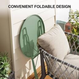 London Boutique 3PCS Foldable Bistro Set Patio Table & 2 Chairs Garden Furniture Set in Green - thumbnail 6