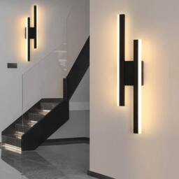 Goeco LED Indoor Wall Light, Modern Wall Lamp, Long Creative, for Bedroom in Black - thumbnail 3