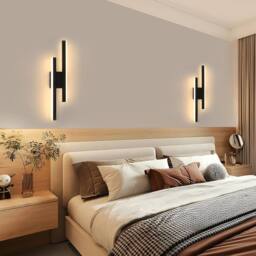 Goeco LED Indoor Wall Light, Modern Wall Lamp, Long Creative, for Bedroom in Black - thumbnail 4