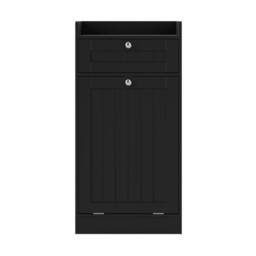 Costway Bathroom Storage Cabinet Tilt-Out Laundry Cabinet w/ Drawer in Black - thumbnail 3