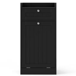 Costway Bathroom Storage Cabinet Tilt-Out Laundry Cabinet w/ Drawer in Black - thumbnail 5