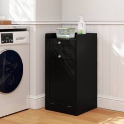 Costway Bathroom Storage Cabinet Tilt-Out Laundry Cabinet w/ Drawer in Black