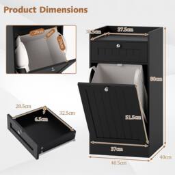 Costway Bathroom Storage Cabinet Tilt-Out Laundry Cabinet w/ Drawer in Black - thumbnail 2