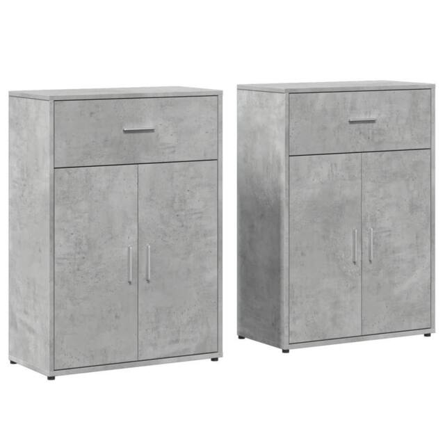 Berkfield Home Sideboards 2 pcs Concrete Grey 60x30x84 cm Engineered Wood - Size: 60 x 30 x 84 cm - image 1