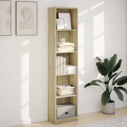 Berkfield Home Bookcase Sonoma Oak 40x24x176 cm Engineered Wood in Brown - Size: 40 x 24 x 176 cm - thumbnail 3