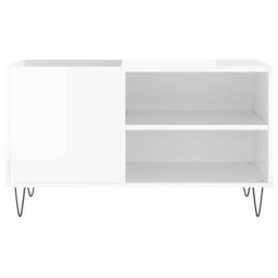 Berkfield Home Record Cabinet High Gloss White 85x38x48 cm Engineered Wood - Size: 85 x 38 x 48 cm - thumbnail 4
