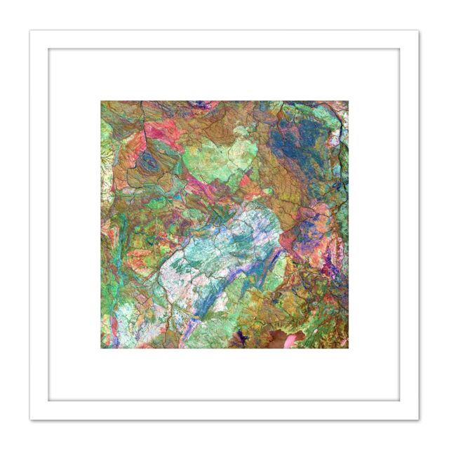 Artery8 Watercolour Abstract Paint Bright 8X8 Inch Square Wooden Framed Wall Art Print Picture with Mount in White - image 1