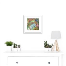 Artery8 Watercolour Abstract Paint Bright 8X8 Inch Square Wooden Framed Wall Art Print Picture with Mount in White - thumbnail 2