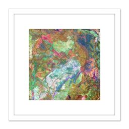 Artery8 Watercolour Abstract Paint Bright 8X8 Inch Square Wooden Framed Wall Art Print Picture with Mount in White - thumbnail 1