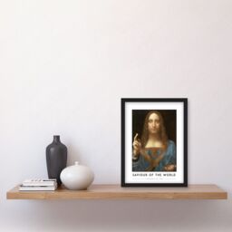 Artery8 Leonardo Da Vinci Saviour Of The World Salvator Mundi Painting Artwork Framed Wall Art Print A4 in Black - thumbnail 2