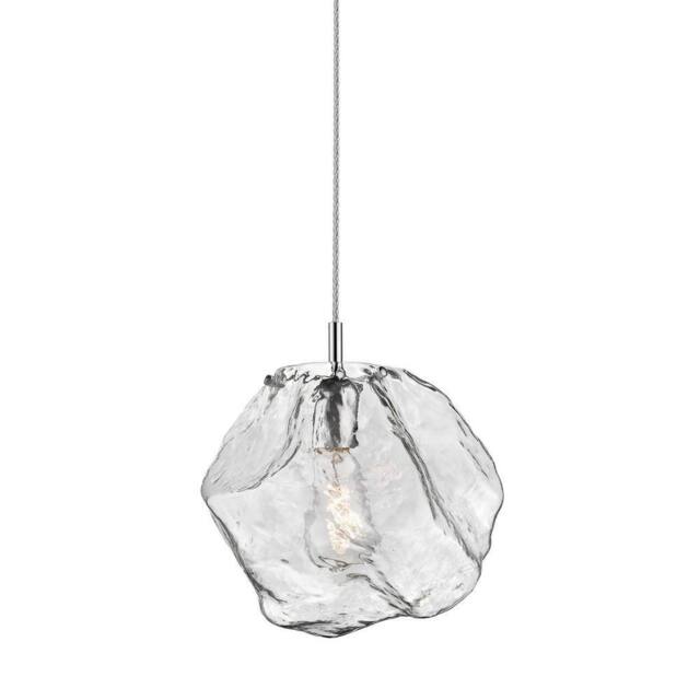 Netlighting Rock Pendant Ceiling Light Chrome Glass 1x E27 in Grey