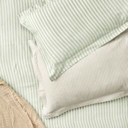 Yard Hebden Striped 100% Cotton Fitted Sheet in Pale Green - Size: King Fitted - thumbnail 2