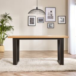 FurnitureboxUK 4 Seater Wood Dining Table - Cotswold 'Oak' Herringbone Dining Table & 4 White Colton Wooden Seat Metal Chairs in Grey - thumbnail 3