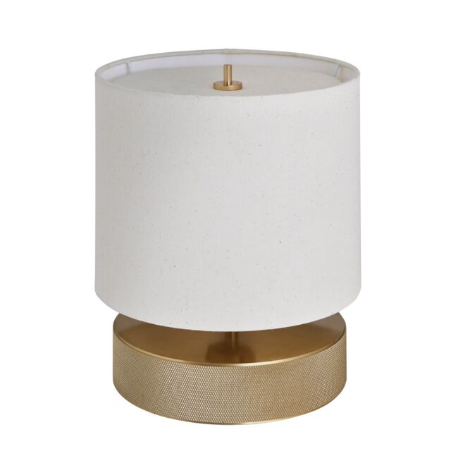 Industville Knurled Round Table Lamp - Brass - Drum - Natural Cotton in Metallic Gold - Size: Medium - image 1