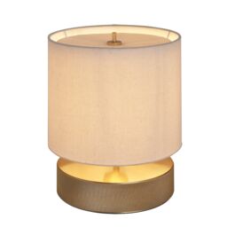 Industville Knurled Round Table Lamp - Brass - Drum - Natural Cotton in Metallic Gold - Size: Medium - thumbnail 4