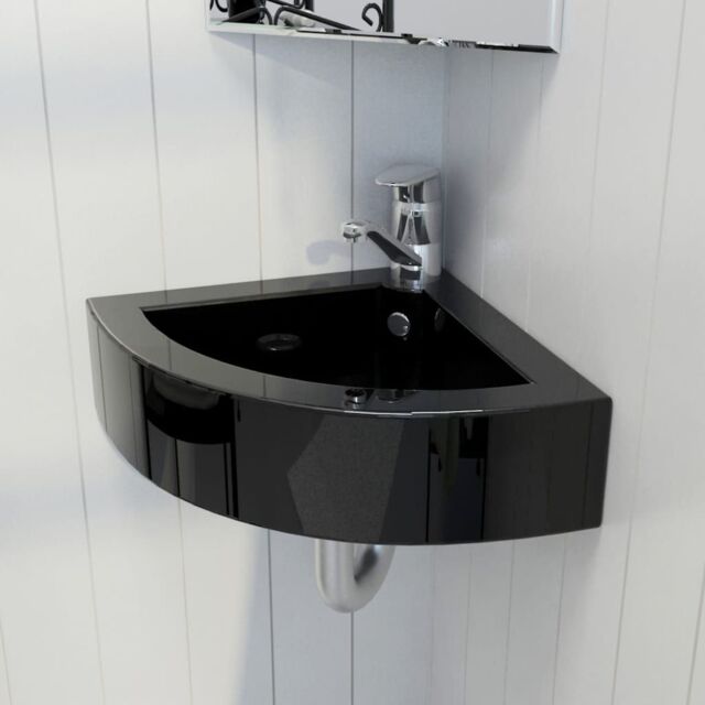 Berkfield Home Wash Basin with Overflow 45x32x12.5 cm Black - image 1