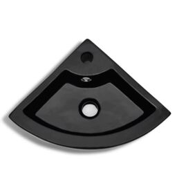 Berkfield Home Wash Basin with Overflow 45x32x12.5 cm Black - thumbnail 4