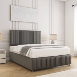 "BSSPOKE Rosie Divan Bed Plush Velvet 24"" Headboard & No Mattress No Drawers in Grey - Size: Small Double" - thumbnail 3