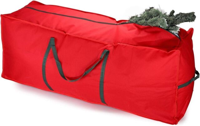Outdoor Living Christmas Xmas Tree Decoration Zip Up Sack Fabric Storage Bag in Red - image 1