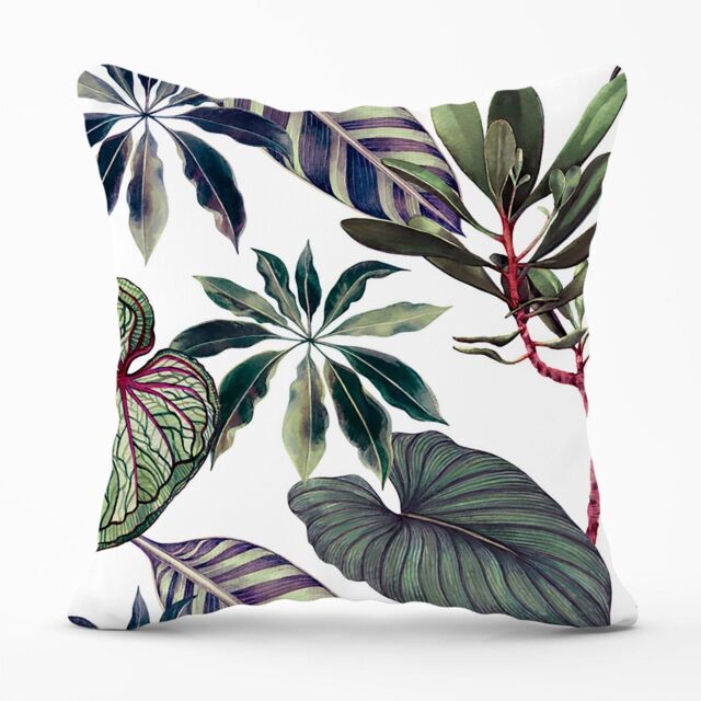Warren Reed - Designer Watercolor Tropical Leaf Outdoor Cushion in Green - Size: 45 cm x 45 cm - image 1