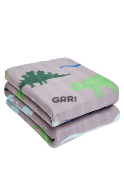 OHS Pack of 10 Printed Fleece Blanket Throw in Grey - Size: 120 cm x 150 cm - image 1